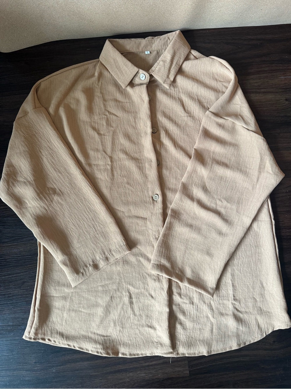 SHEIN Tan Button-Up Shirt